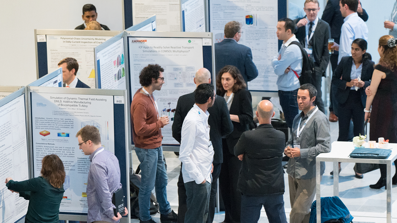 COMSOL Conference attendees during the Poster Session in the exhibition hall.